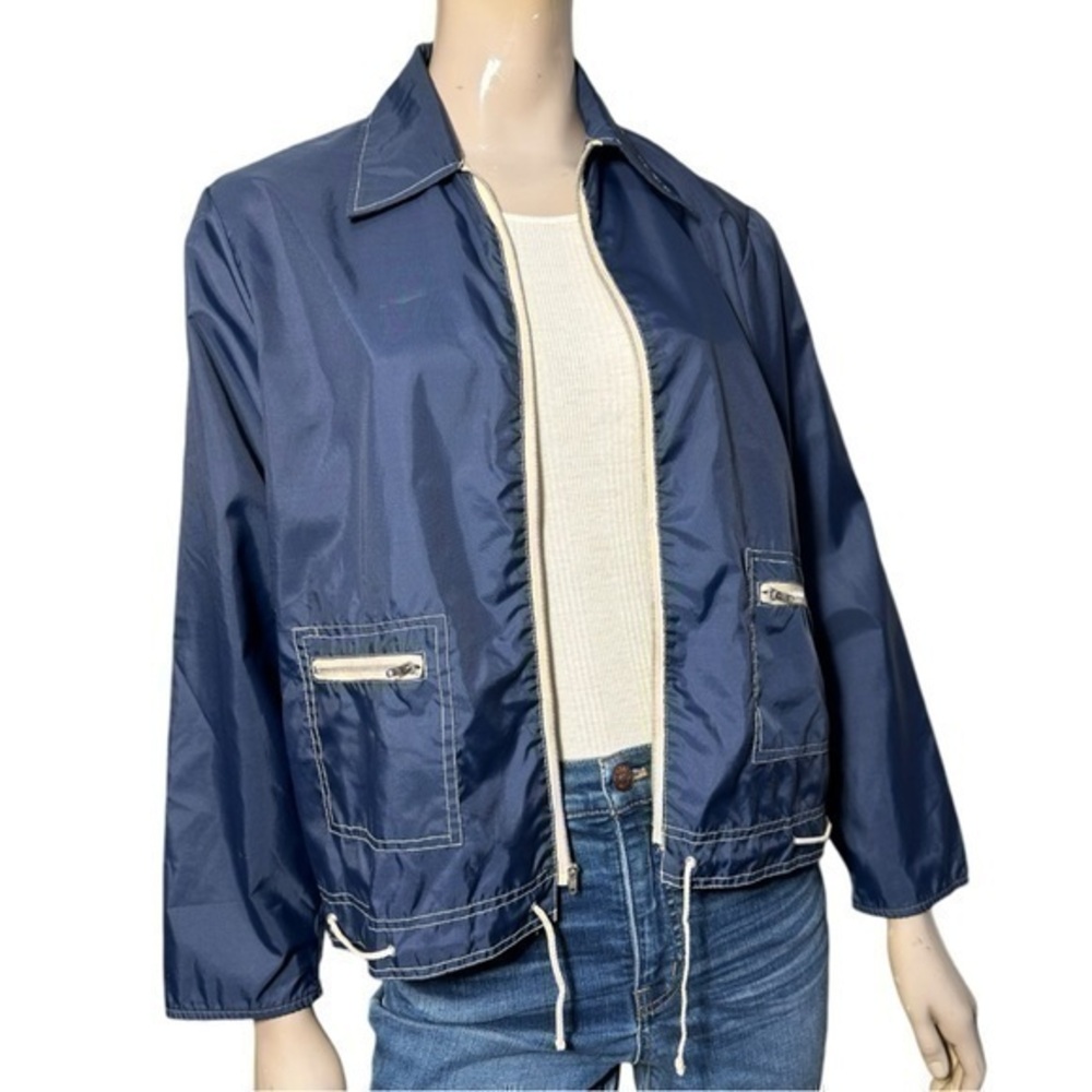 Risa Vintage Women’s Size M Navy Blue Water Repellent Windbreaker Jacket